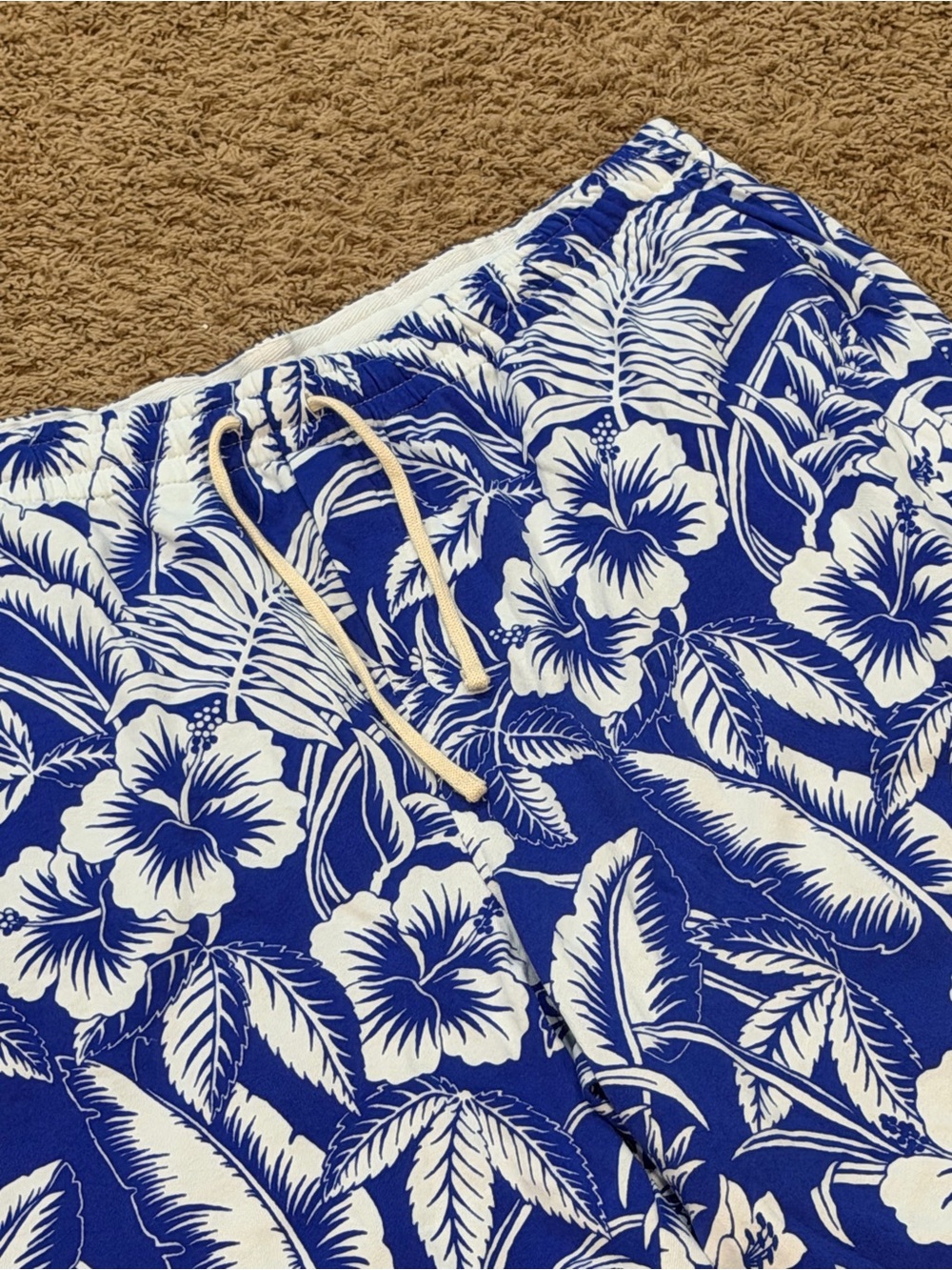Polo Ralph Lauren Men's Size XLT Blue White Spa Terry Pull On Shorts NWOT